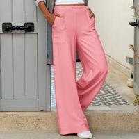 stylish spring trousers mid waist simple wide leg loose spring trousers women pants trousers