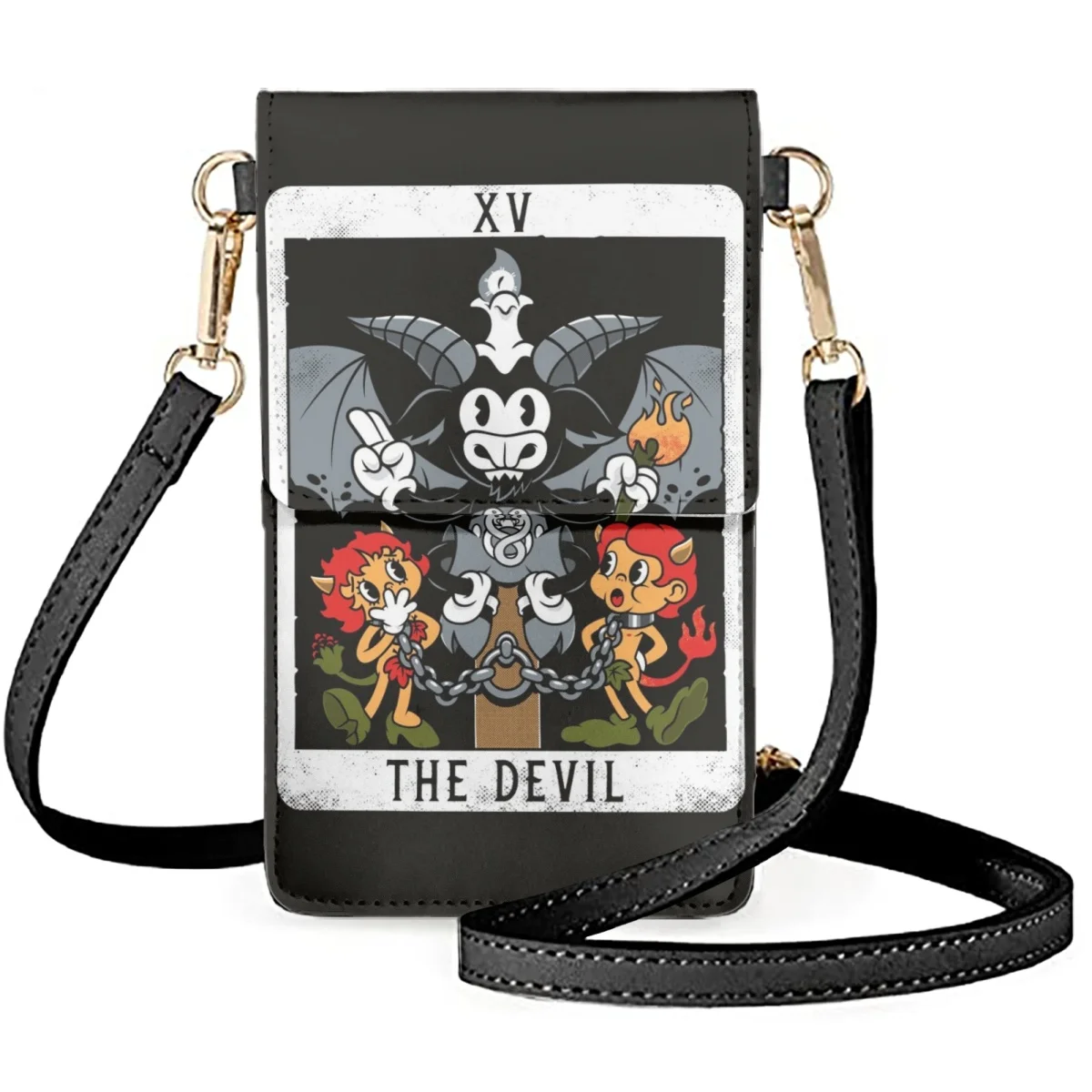 

FORUDESIGNS Demon Mystic Style Phone Bag Protection Satanic Scary Crossbody Shoulder Bag Unisex Makeup Satchel Organizer