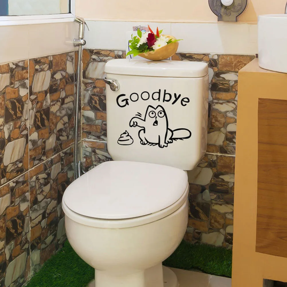 

Removable 1PCS Funny Personalized Toilet Sign Stickers Bathroom Decoration Home Decals Art Waterproof Creative Wall PVC Posters
