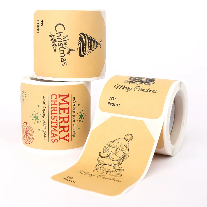 

50/100pcs Cute Christmas Decor Sticker Free Shipping Kraft Paper Funny Stationery Sticker Children's Christmas Gift Decoration
