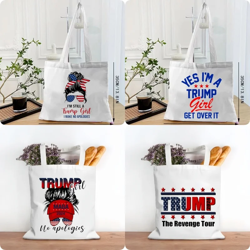 Экологичная Женская Холщовая Большая Сумка Из Полиэстера С Принтом Da Ya Trump