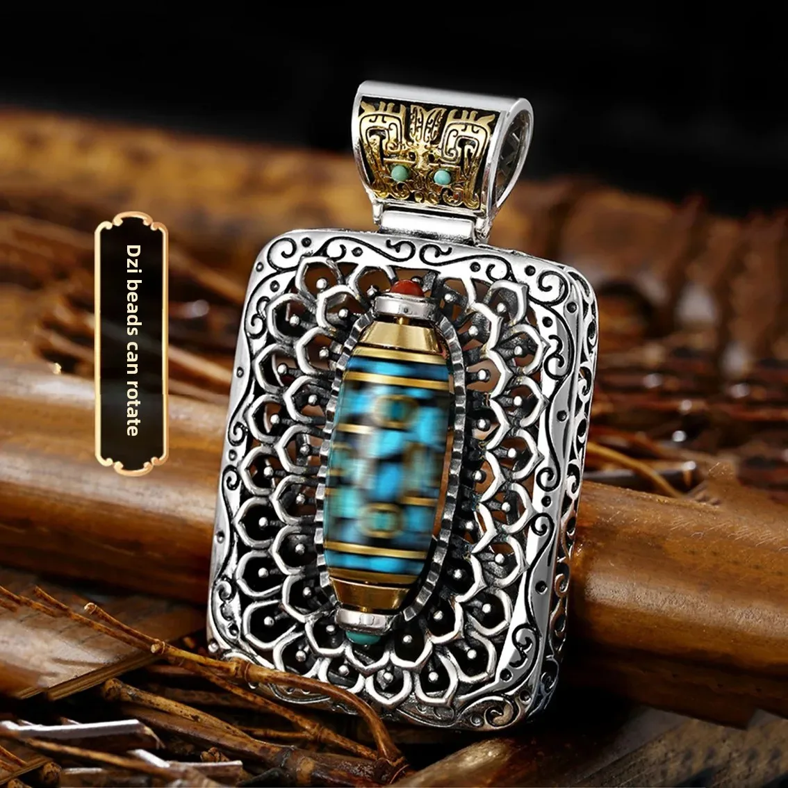 Винтажное мужское ожерелье с подвижным зеленым агатом подвеска Tianbei девятью