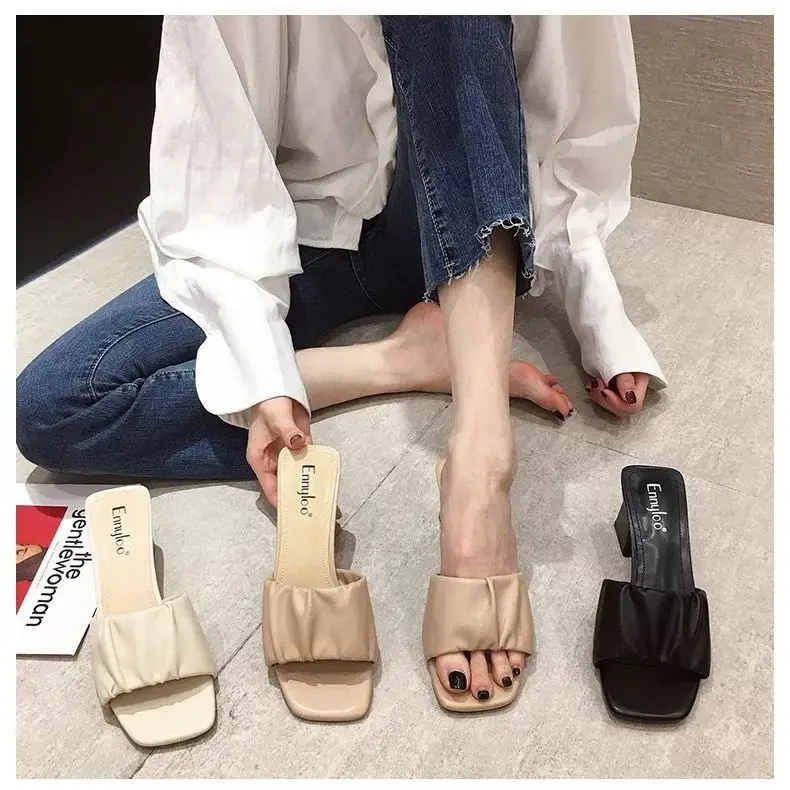 New Women Brand Summer Slides High Quality Open Toe High Heels Casual Slipper Leisure Sandal Female Women's Beach Flip Flops