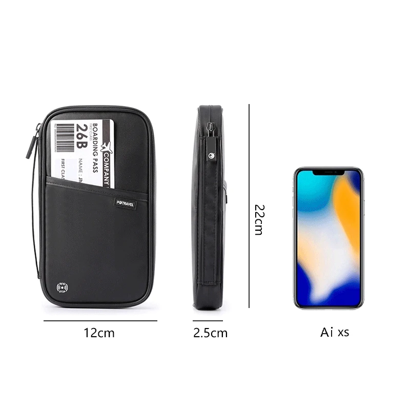 Travel Passport Document Ticket Holder Storage Bag Rfid Wallet Purse Zip Handbag Travel Storage Bag Anti-Theft Bag