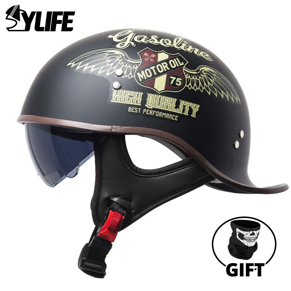 

Мотошлем в стиле ретро с сертификацией DOT, винтажный защитный полушлем для велоспорта, скутера, мотоцикла, всесезонный