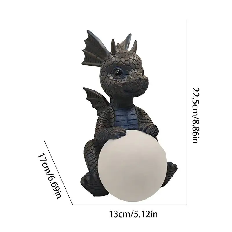 Garden Dragon Statue Resin Dinosaur Outdoor Sculptures Cute Figurines with Solar LED Lights for Home Decor Patio Lawn Yard