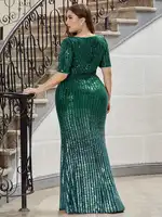 Plus Size Party Dresses Elegant Sexy Beads Lady Sequin Dress Large Size Gradient Color Women's Evening Dress High Waist Slim Fit 3