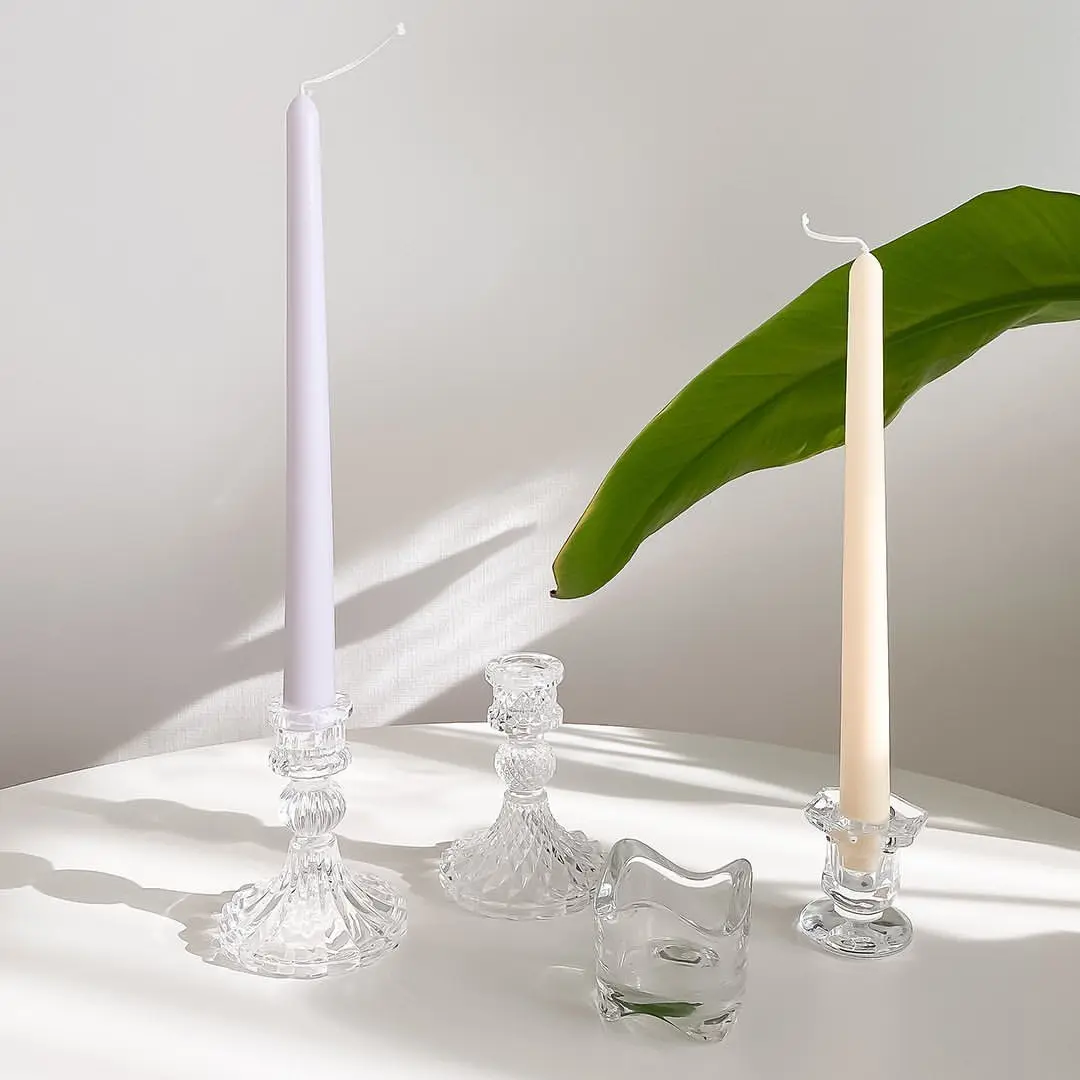 

INS Transparent Crystal Glass Candlestick French Romantic Dining Table Decoration Props