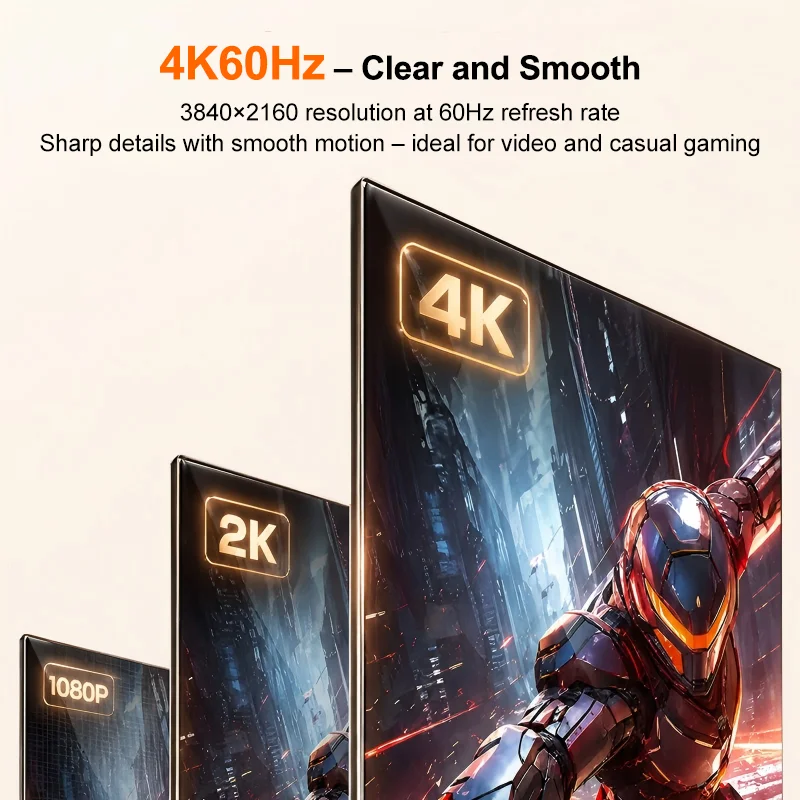 Фото Двунаправленный кабель HDMI-DP 4K@60Hz, активный адаптер DP-HDMI для Switch/PS5/Xbox, ноутбуков, ПК, портативных мониторов №2