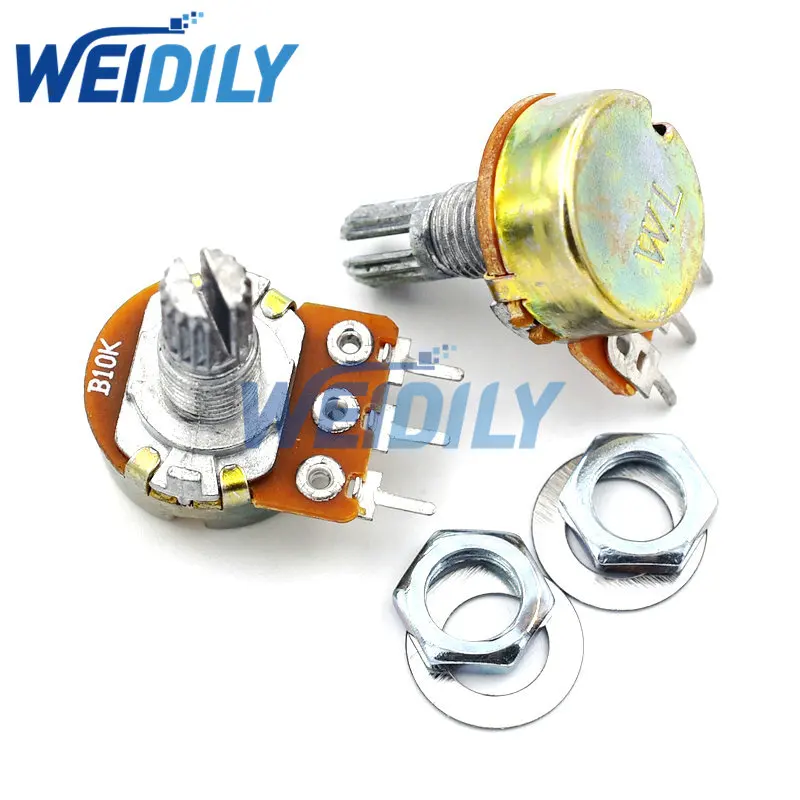 

2PCS WH148 B10K Linear Potentiometer 15mm Shaft With Nuts And Washers Hot 3Pin High Quality