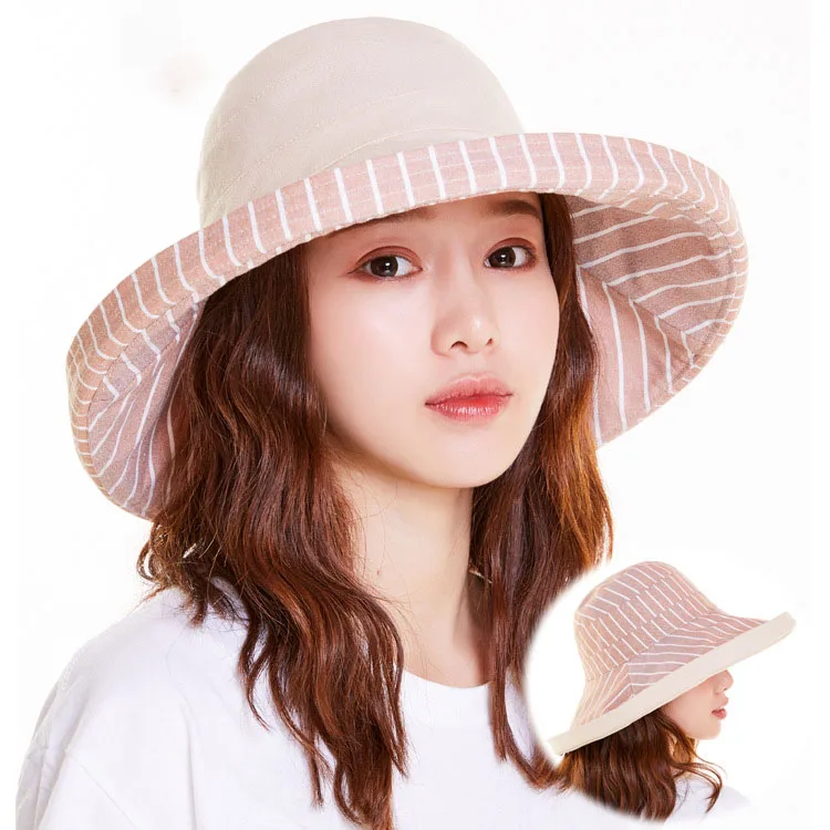 Fisherman's Cap Female double-sided Thin Section Big Head Around Face Sun Hat Female Summer Sun Hat Can Be Stacked Free Shipping
