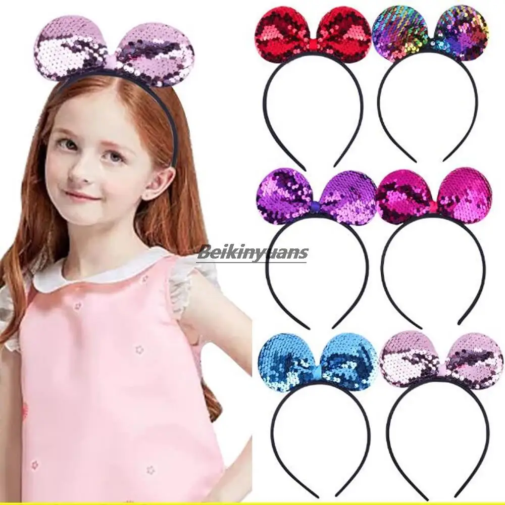 

Hair accessories children's party sponge sequined headband double-sided fish scales large bow hairband