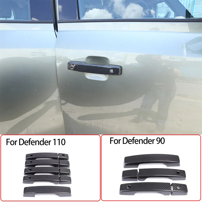 

Для Land Rover Defender 90 110 2020-21 реальное углеродное волокно Наружная ручка двери автомобиля чаша декоративная крышка отделка автомобильные аксессуары