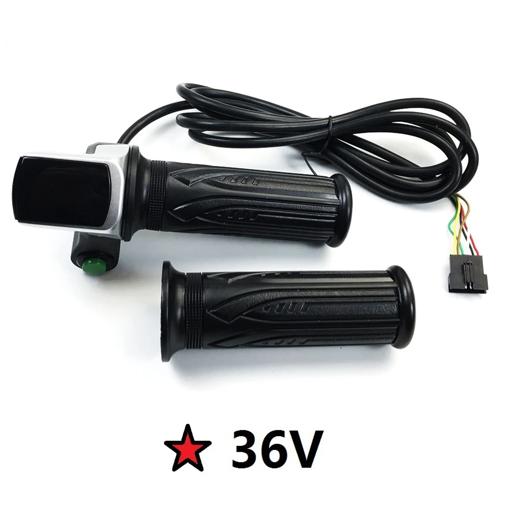 

Throttle Handle Soft Rubber Handle Electric Bicycle Throttle Grip with LCD Display and 6 Wires for 36V Battery