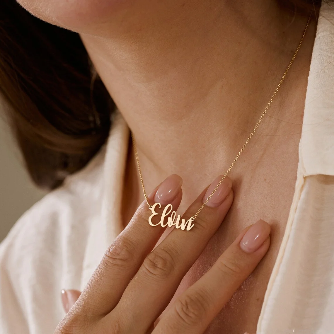 Индивидуальное ожерелье из нержавеющей стали с золотым именем для женщин и