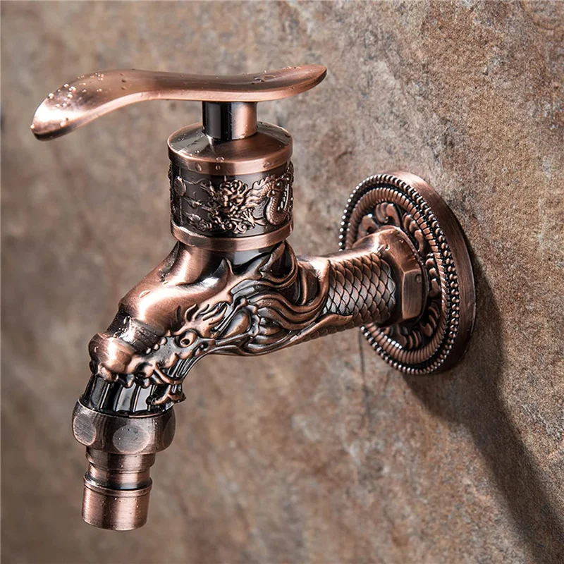 

Outdoor Garden Faucet Retro Brass Decorative Carved Wall Mount Bibcock Washing Machine Mop Taps Torneira parede 1/2" Interface