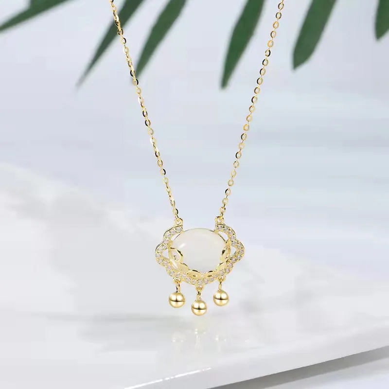 

KERLA fashion vintage stainless steel necklace with pearls opal Woman Jewelry on the neck locket for Birthday Party Wedding Gift