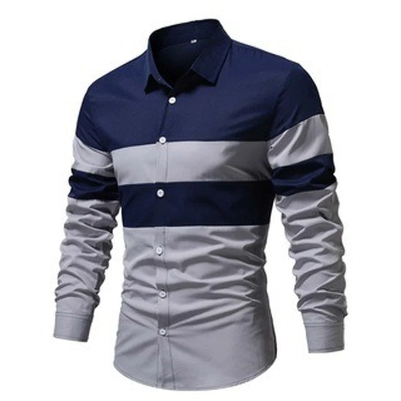 

Shirts for Men 2022 Spring and Autumn New Men's Long -sleeved Shirt Casual Color Matching Lapel Men's Shirt Men Clothing