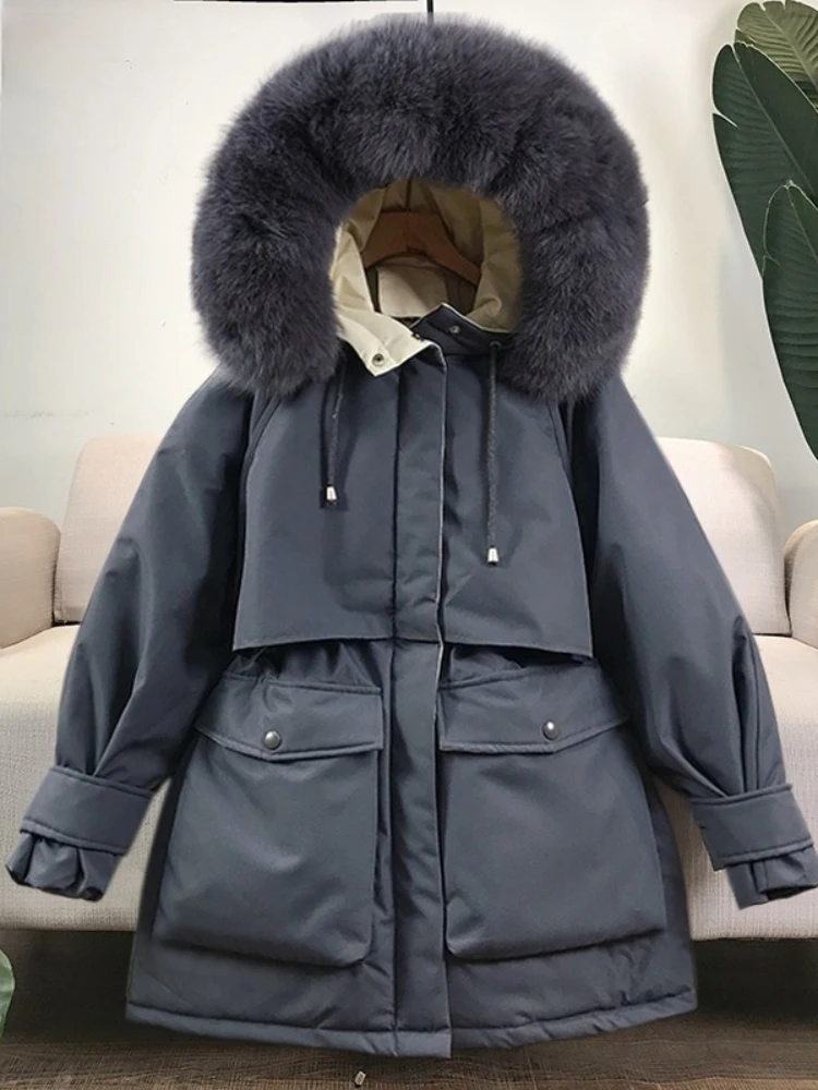 

Женский пуховик с капюшоном Aibeautyer, зимняя Свободная куртка на белом утином пуху с капюшоном, 90% пух