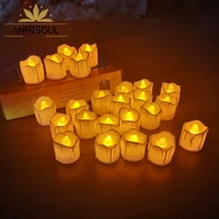annisoul 24 pcs electronic candle light simulation flame candle set electroplating brown glass led candle for freeshipping