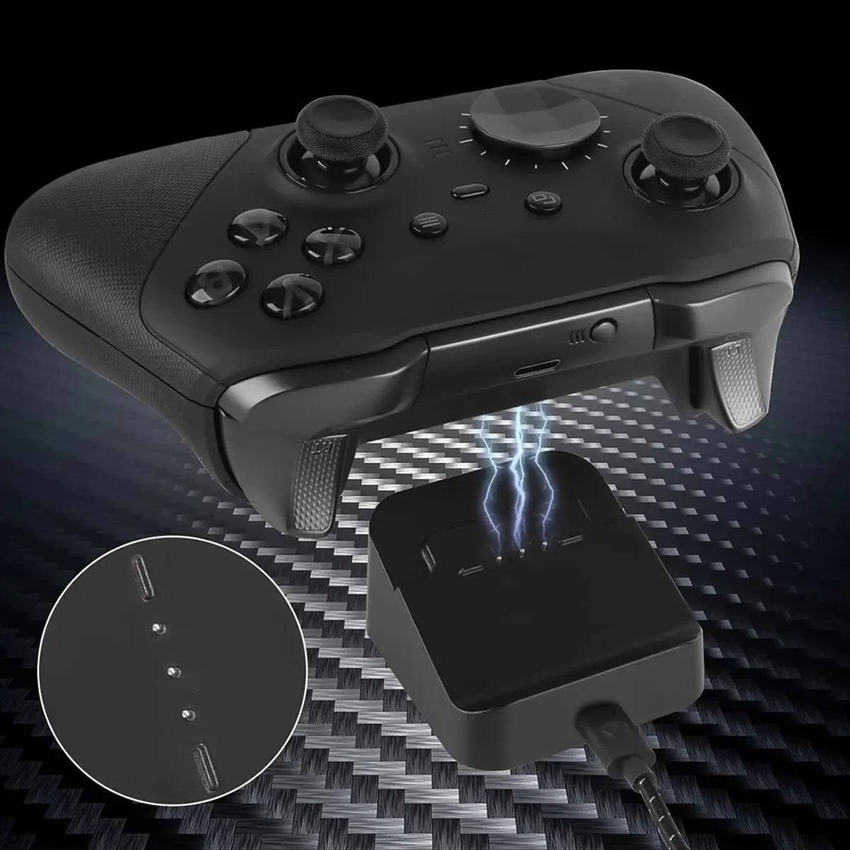 Фото (ABGQ) Зарядная док-станция для контроллера Xbox Elite Series 2, беспроводное зарядное устройство Type-C, подставка-станция, контактное питание №3