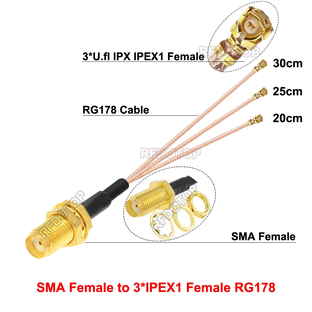 1 шт. SMA гнездо на 3 × u.FL/MHF/IPX/IPEX-1 гнездовой разъем RG178 удлинитель кабеля косичка Wi-Fi
