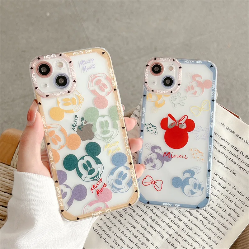 

Disney Mickey and Minnie Color Avatar Angel Eyes Couples TPU Phone Case For iPhone 7 8 Plus XR Xs Max 11 12 13 13 Pro Max Case