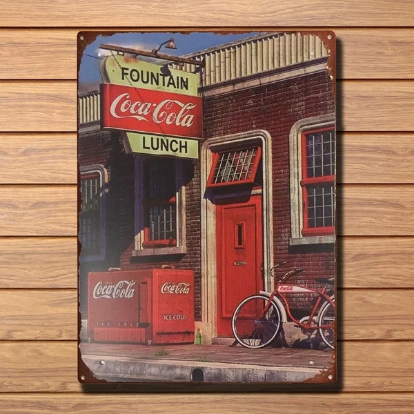 

Coke Garage Retro Tin Metal Sign Rustic Look Retro Vintage Tin Sign Bar Pub Home Metal Poster Wall Art Decor