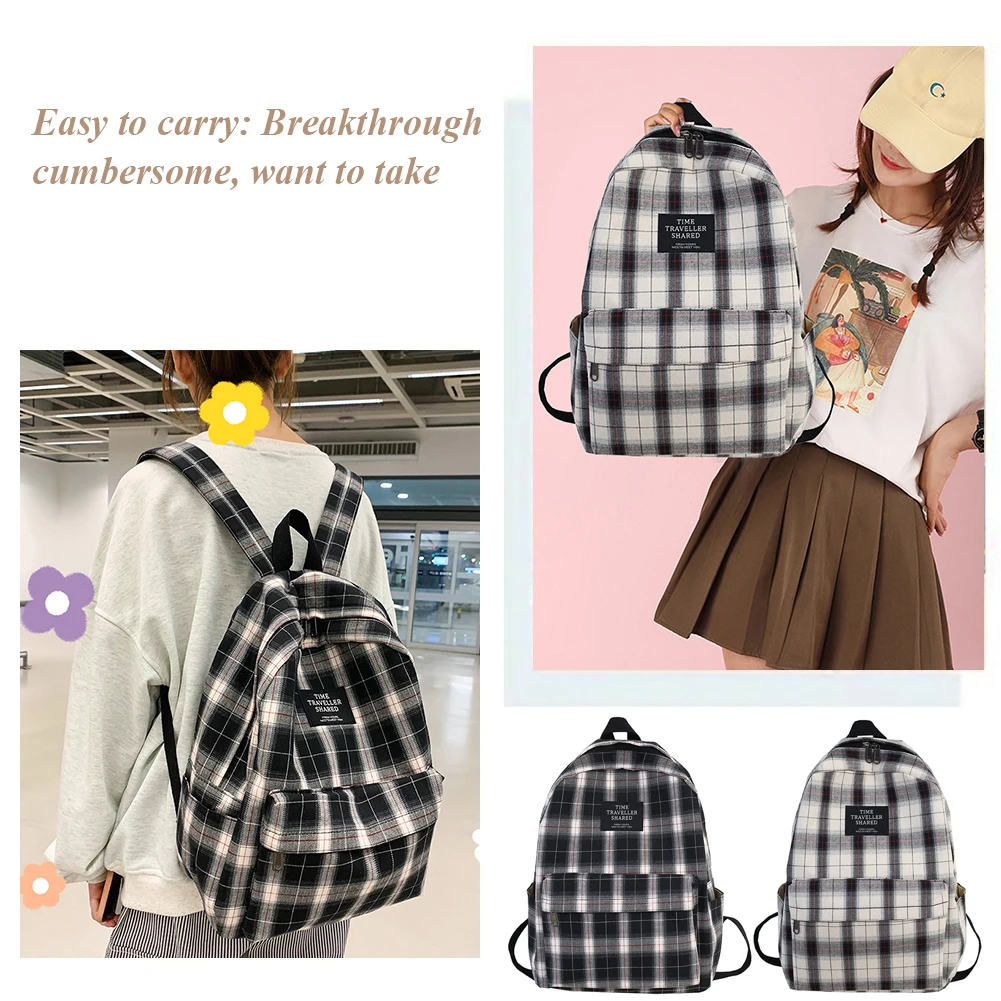 

Fashion Aesthetic Backpacks Large Capacity Vintage Plaid Backpacks for Students Adjustable Strap Portable for Travel Sports