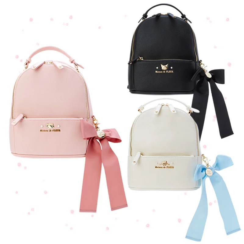 

Sanrioed My Melody Cinnamoroll Kuromi Anime Cartoon Backpack Kawaii Large Capacity Portable PU Storage Bag Girl Birthday Gifts