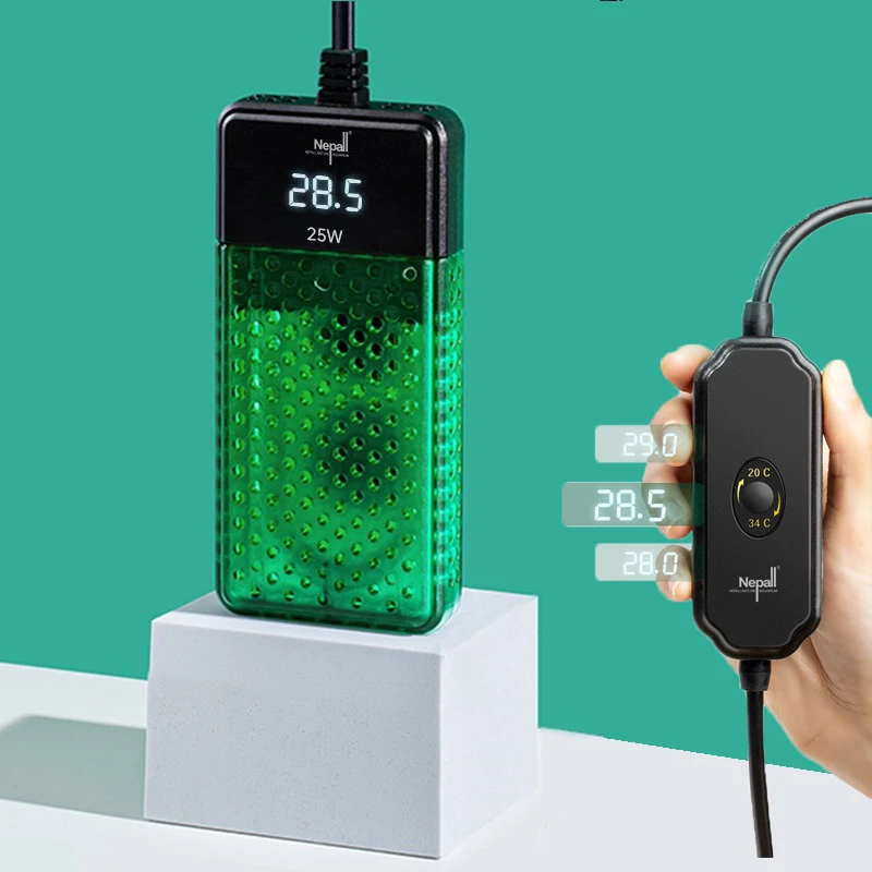 

25/50/100W Aquarium Fish Tank Submersible Intelligent Heater Turtle Tank Heater Rod Adjustable Low Water Level Thermostat