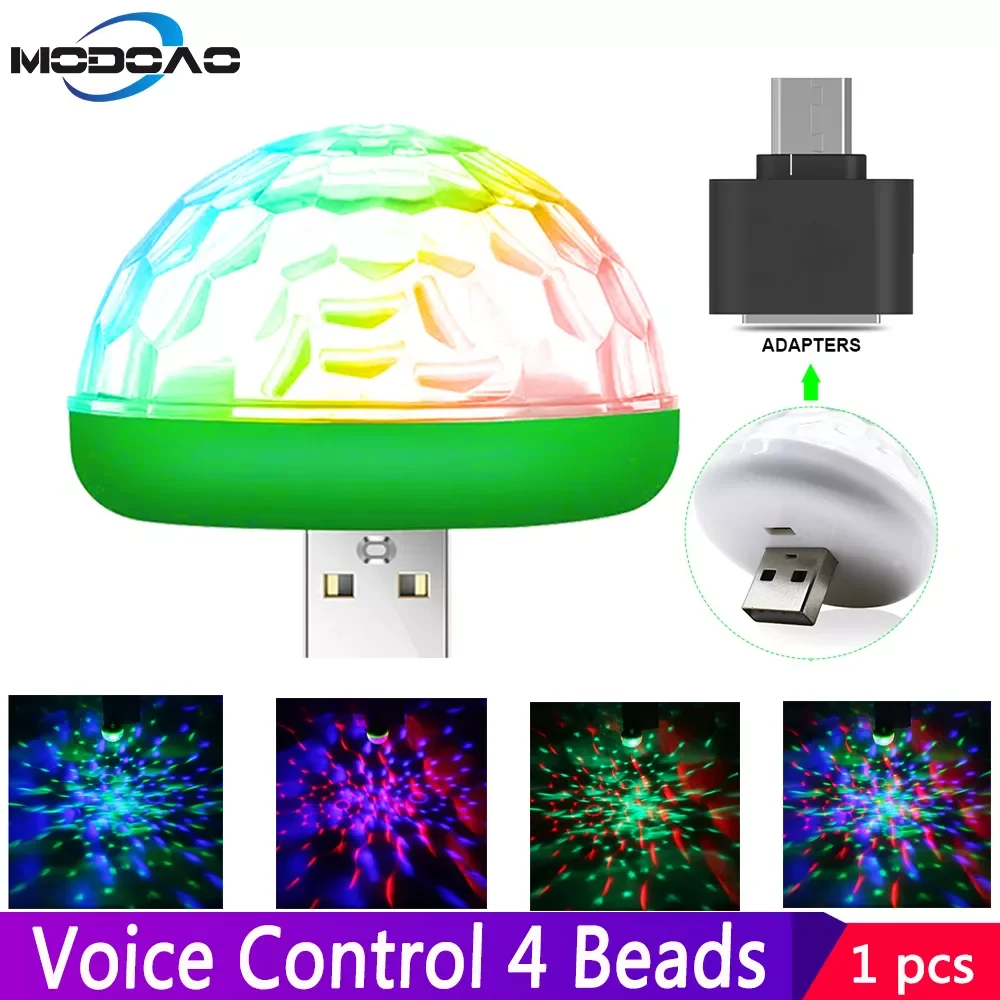 

USB Stage Lamp Car LED Decorative Bulb Mini RGB Atmosphere Light Car-styling Auto Interior Lights for Festival Party Karaoke