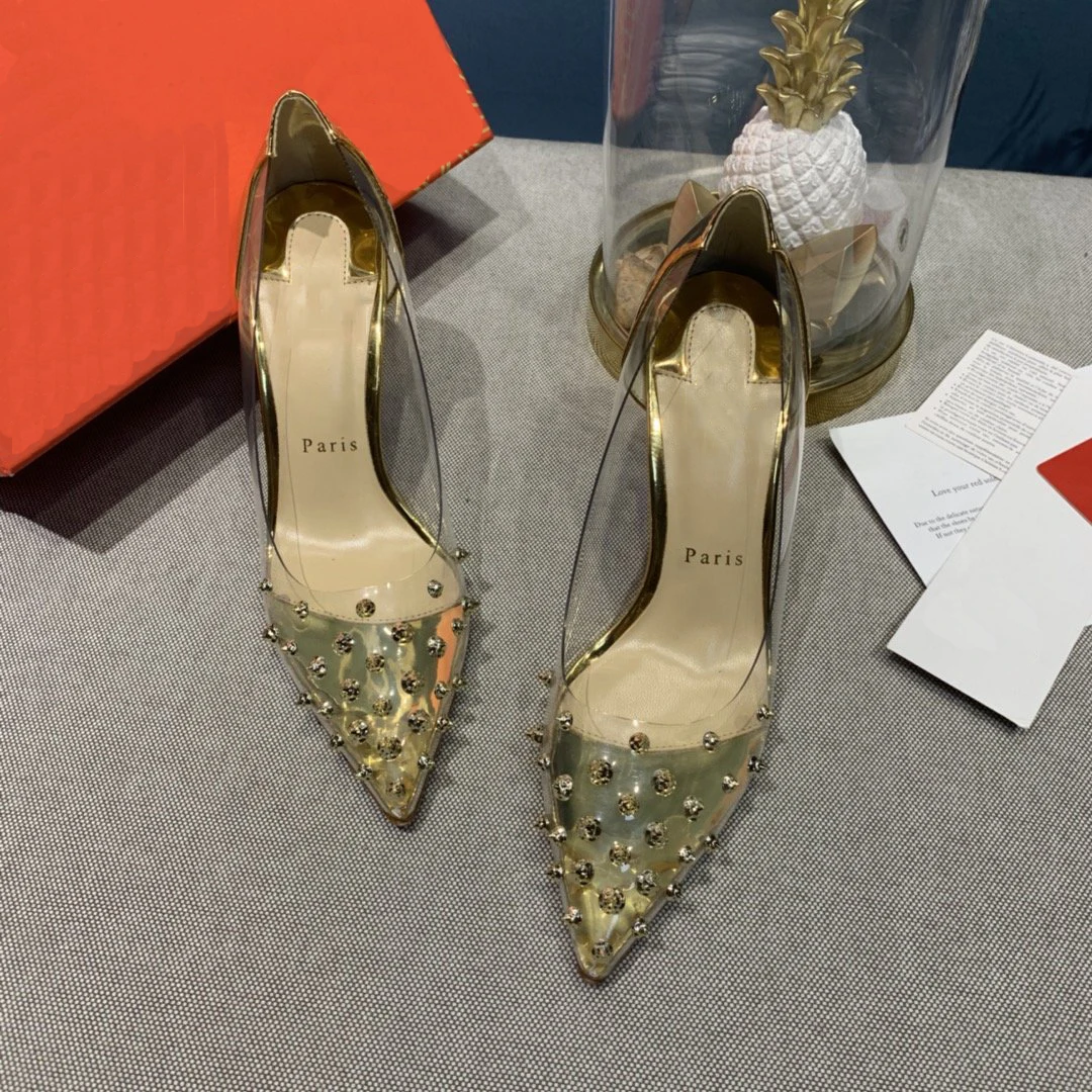 

Top Quality Womens High Heels Luxury Fashion Ladies Crystal Glisten Red Sole Shoes Classic Retro Designer 10cm High heel 0083HJ