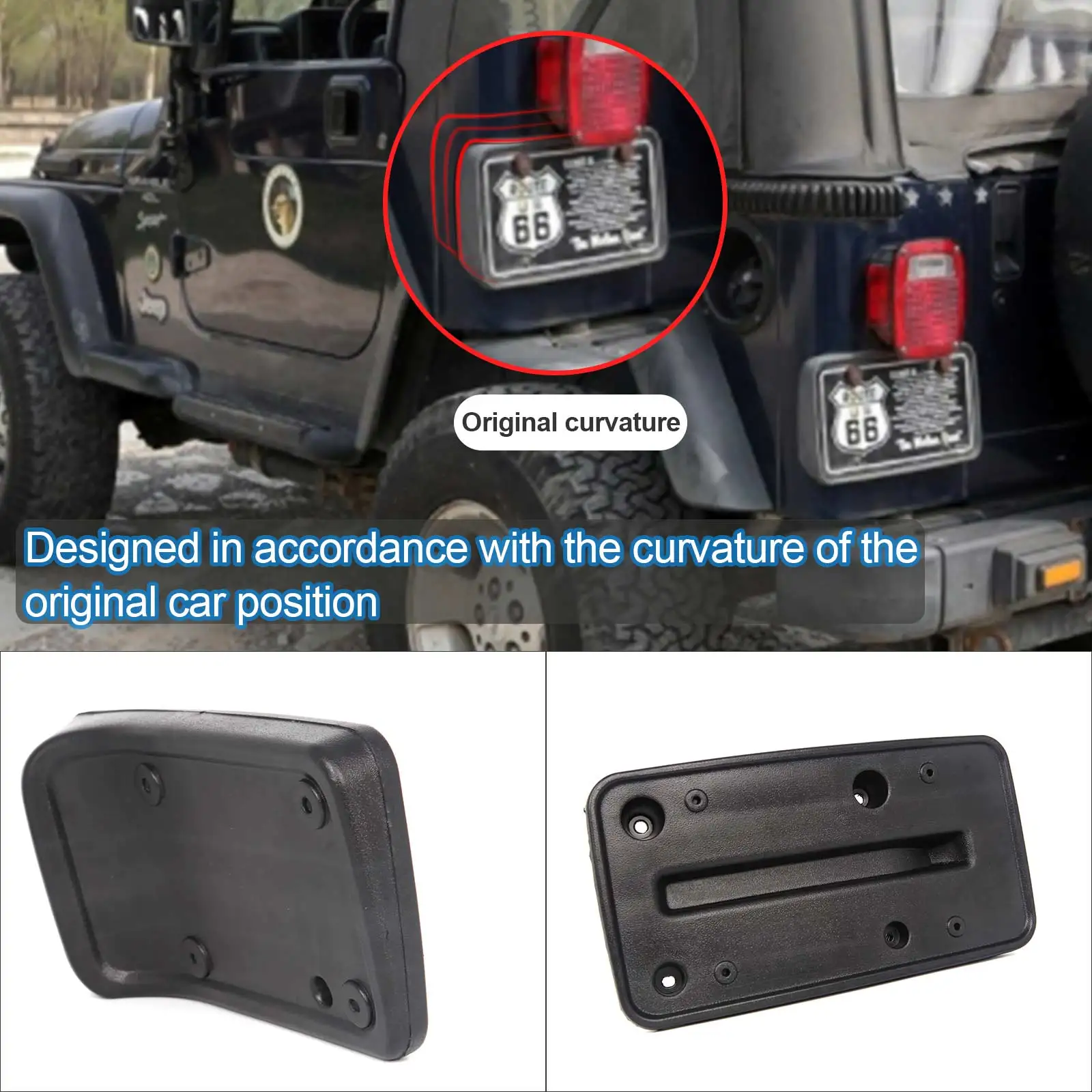 

Черная рамка кронштейна номерного знака для Jeep Wrangler TJ 1997-2006
