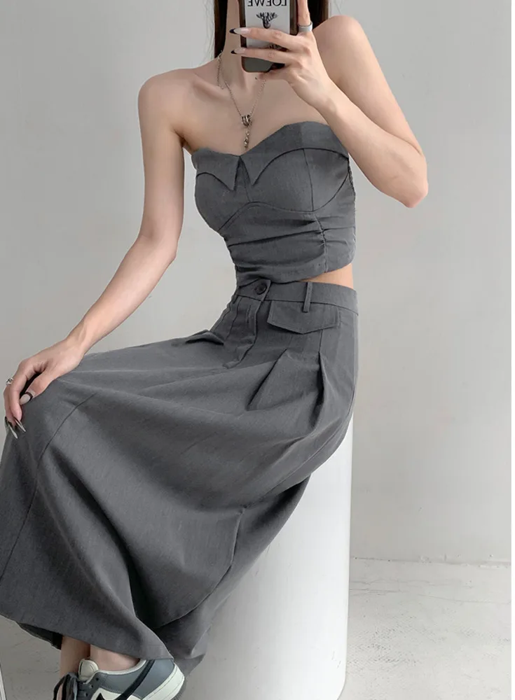 

Женская плиссированная юбка средней длины, с высокой талией, лето 2023