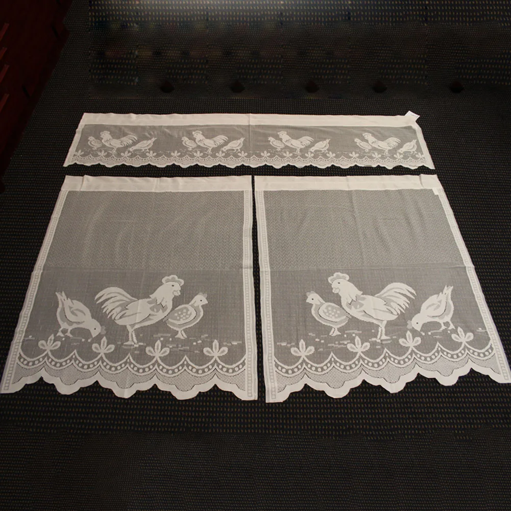 

Valances Solid Drapes Gauze Kitchen Light Flow Home Decoration Window Screen Panel Fashion Lace Curtain Modern Chicken Pattern