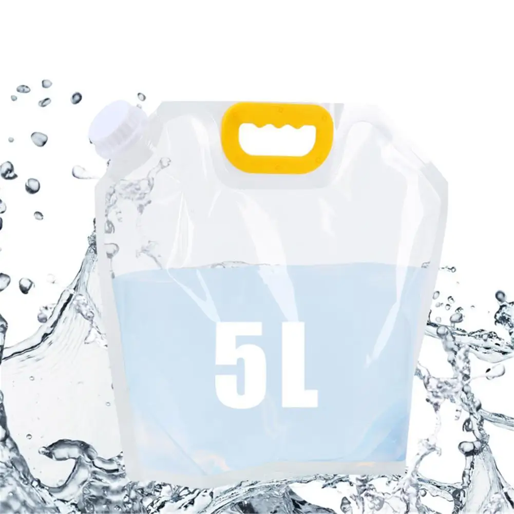 

【 Ready Stock 】 5L Outdoor Portable Water Bag Reusable Foldable Water Canister With Lid + Handle For Camping Hiking Travel