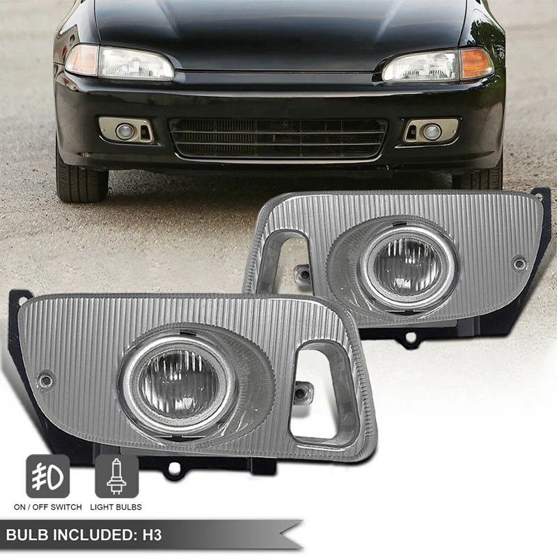 

1 Pair Fog Lights Driving Lamps White Driving Bumper Fog Lights Lamps for Honda Civic 1992-1995