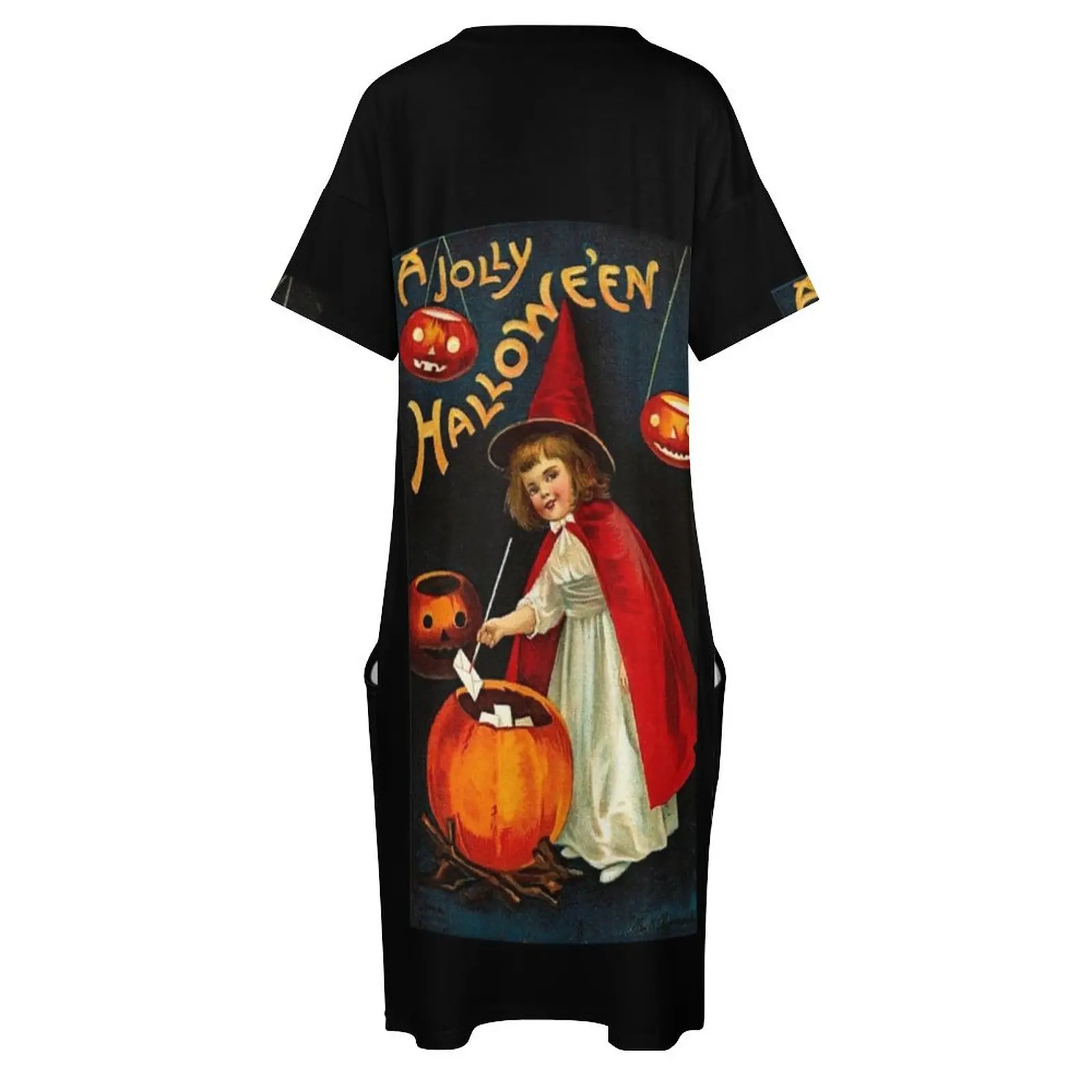 Винтажное платье Jolly Halloween Red Witch свободное с карманами элегантное и красивое