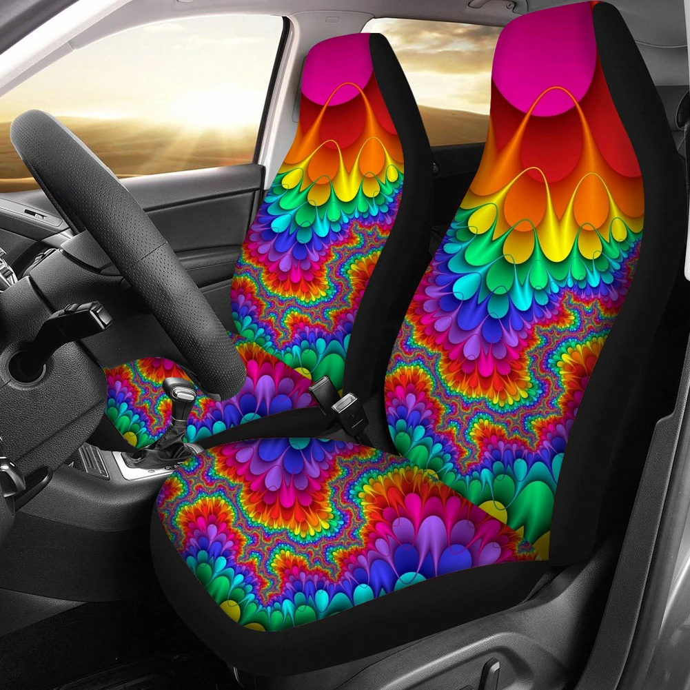 

Разноцветные чехлы INSTANTARTS с принтом Tye универсальные подходят для большинства Автомобильных Подушек для сидений сверхпрочные передние сиденья Простые в установке чехлы для сидений