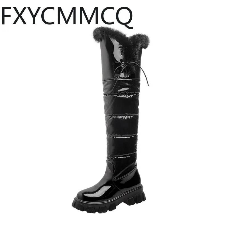 

FXYCMMCQ Europe and The United States Winter Explosive Women's Over-the-knee Snow Boots Size 34-43 Warm and Thick Casual F8