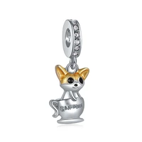 cute little cup cat pendant fit original pandora charms bracelet yellow teacup kitten beads diy jewelry for women animals dangle