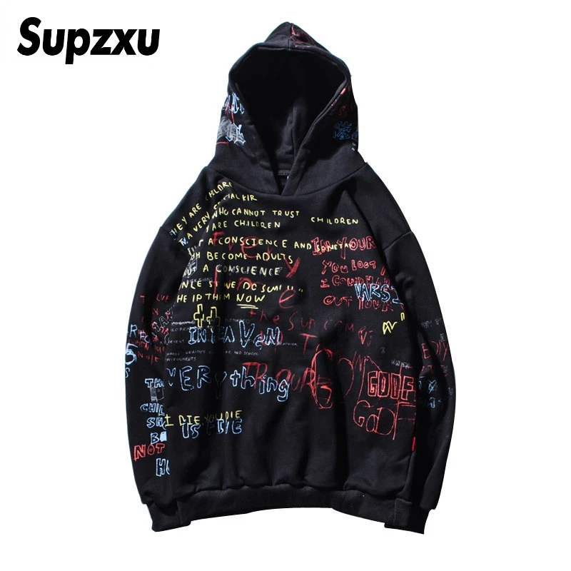 Supzxu Hip Hop Graffiti Hoodies Mens 2020 Autumn Casual Pullover Sweats Hoodie Male Fashion Skateboards Sweatshirts