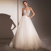 shine strapless wedding dress for bride a line with exquisite applique floor length sweep train bridal gown sleeveless vestidos