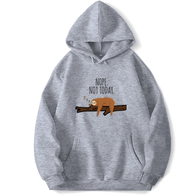 

Толстовка Nope Not Today Sloth мужская с капюшоном, свитшот с забавными животными, пуловер с карманами-трапециями, джемпер, осенняя кофта