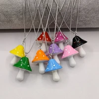 cute mushroom pendants necklaces ball link chain sweet necklace for women girls new design female jewelry party