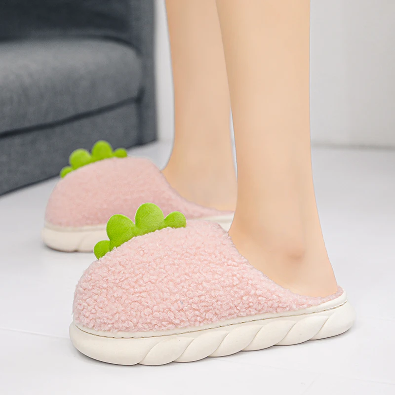 

2022 Winter Women's Slippers New Casual Soft Plush Home Women's Shoes Dinosaur Indoor Non-slip Comfortable Warm Men's Shoes