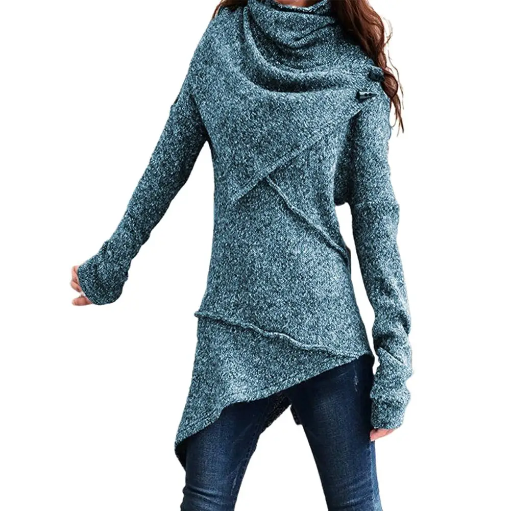 

Vintage Sweater Dress Women Autumn Winter Turtleneck Knitted Sweater Irregular Hem Slim Jumpers Sweaters