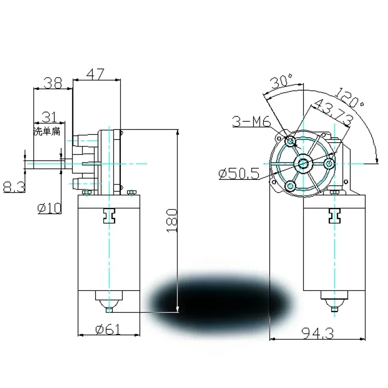 DC12V~24V 60W 5N.M 10rpm-70rpm мотор-редуктор с червячной передачей и положительной точечной