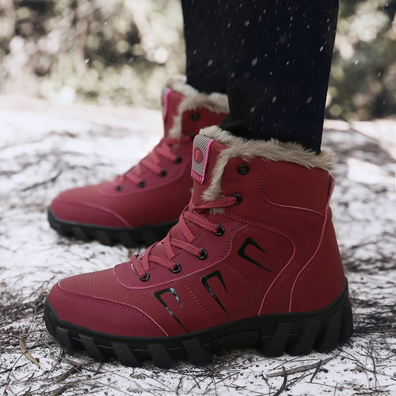 

2023 Couples Casual Snow Boots Winter Plus Size Men's Women's Outdoor Work Boots Warm Short Plush Comfortable Ladies Male Shoes